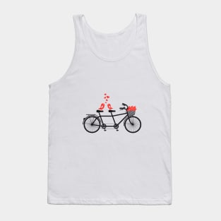 tandem bicycle with cute love birds Tank Top